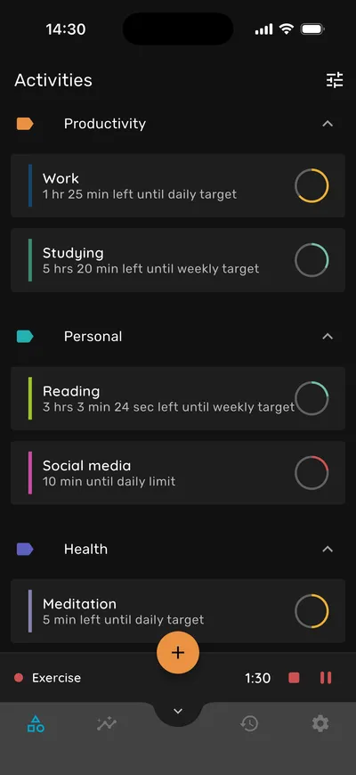 Timelog in dark mode
