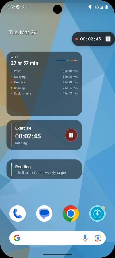 Home screen widgets and floating timer
